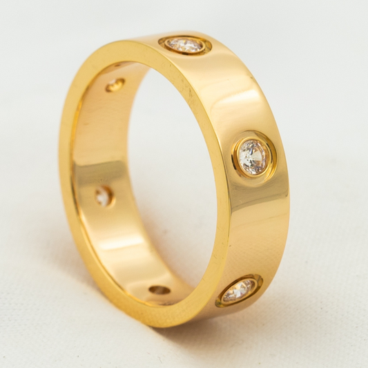 [Lumi Jewelry]LOVE RING 5.5MM 6 DIAMONDS PINK GOLD