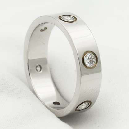 [Lumi Jewelry]LOVE RING 5.5MM 6 DIAMONDS SILVER