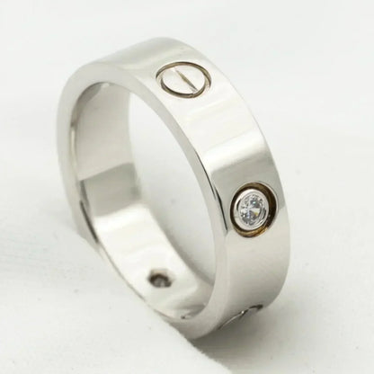 [Lumi Jewelry]LOVE RING 5.5MM 3 DIAMONDS SILVER