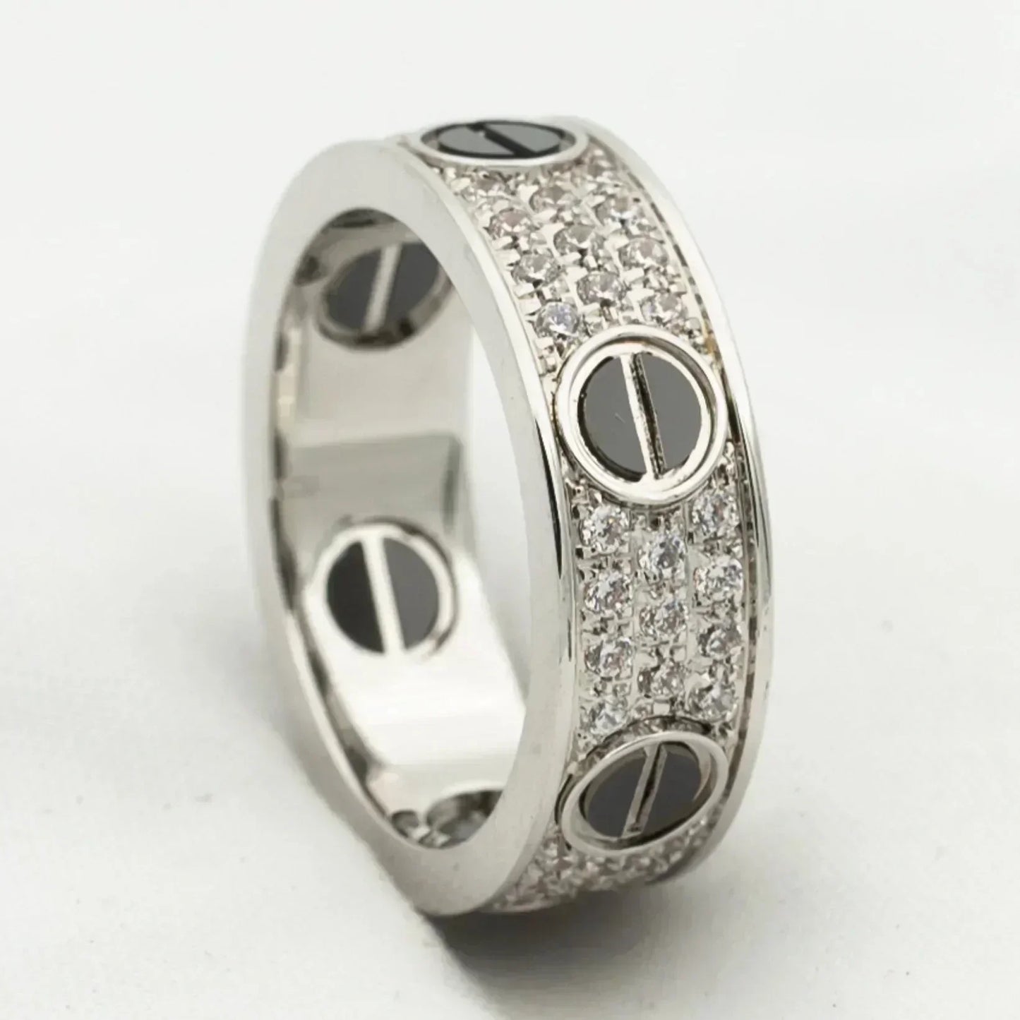 [Lumi Jewelry]LOVE RING 5.5MM DIAMONDS PAVED CERAMIC