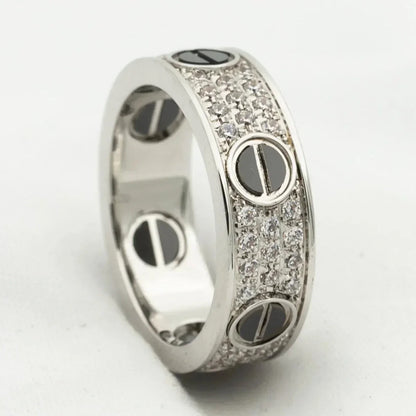 [Lumi Jewelry]LOVE RING 5.5MM DIAMONDS PAVED CERAMIC