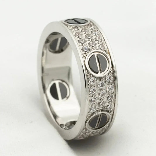 [Lumi Jewelry]LOVE RING 5.5MM DIAMONDS PAVED CERAMIC