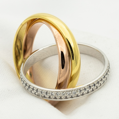 [Lumi Jewelry]TRINITY RING GOLD PINK GOLD SILVER DIAMONDS