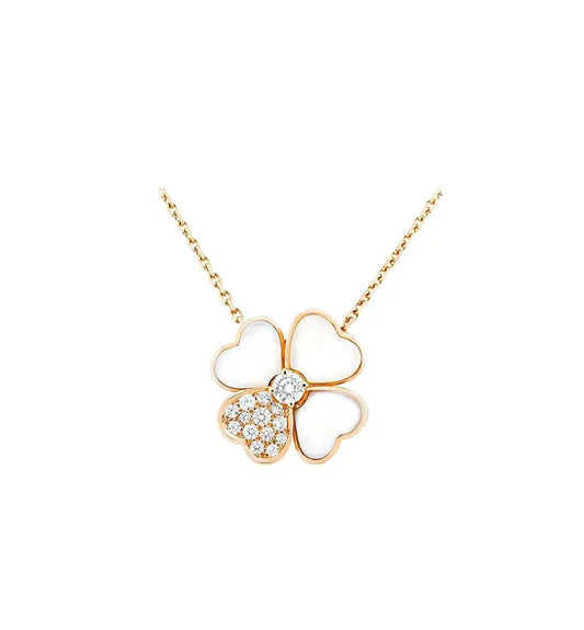 [Lumi Jewelry]CLOVER MOP DIAMOND ROSE GOLD NECKLACE
