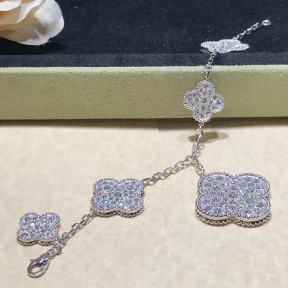 [Lumi Jewelry]CLOVER 6 MOTIFS SILVER DIAMOND BRACELET