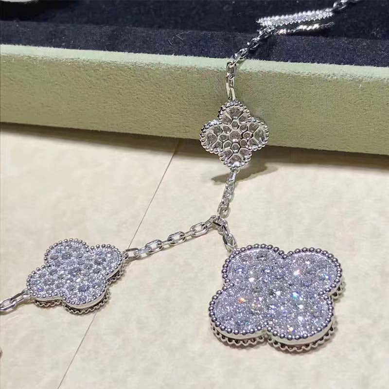 [Lumi Jewelry]CLOVER 6 MOTIFS SILVER DIAMOND BRACELET
