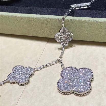 [Lumi Jewelry]CLOVER 6 MOTIFS SILVER DIAMOND BRACELET