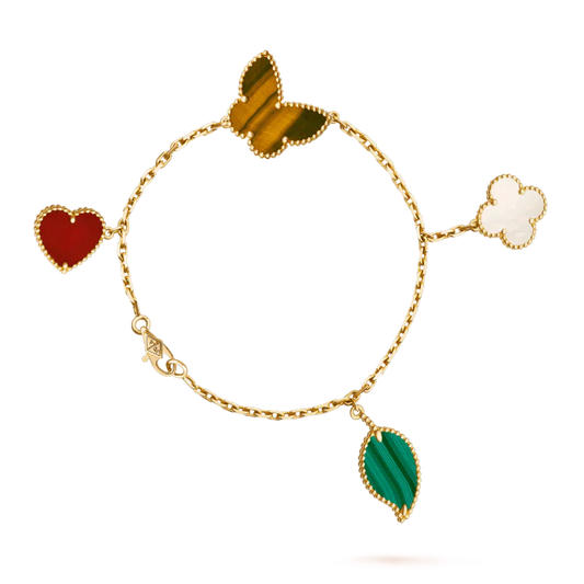[Lumi Jewelry]LUCKY SPRING 5 MOTIF GOLD BRACELET