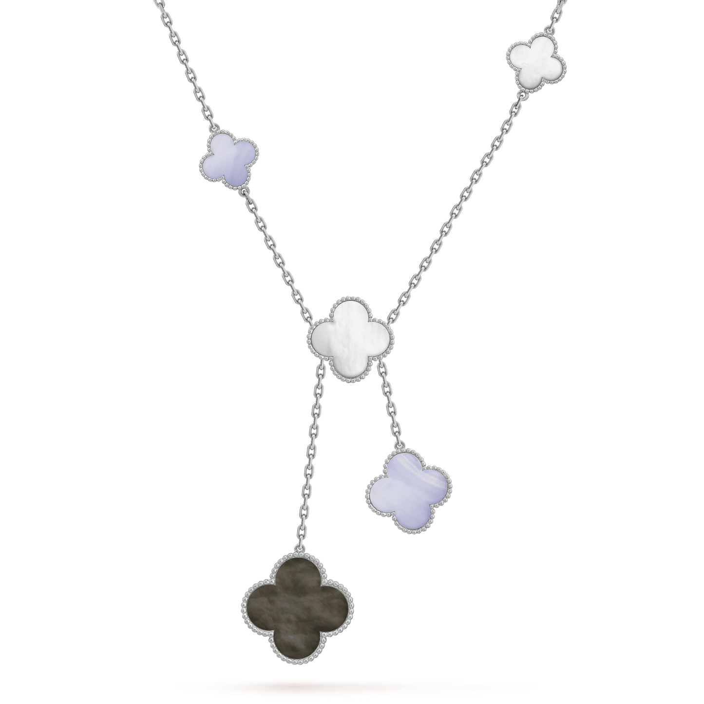 [Lumi Jewelry]CLOVER MOP CHALCEDONY NECKLACE SILVER 6 MOTIF