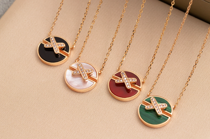 [Lumi Jewelry]JEUX DE PINK GOLD DIAMOND NECKLACE