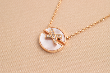 [Lumi Jewelry]JEUX DE PINK GOLD DIAMOND NECKLACE