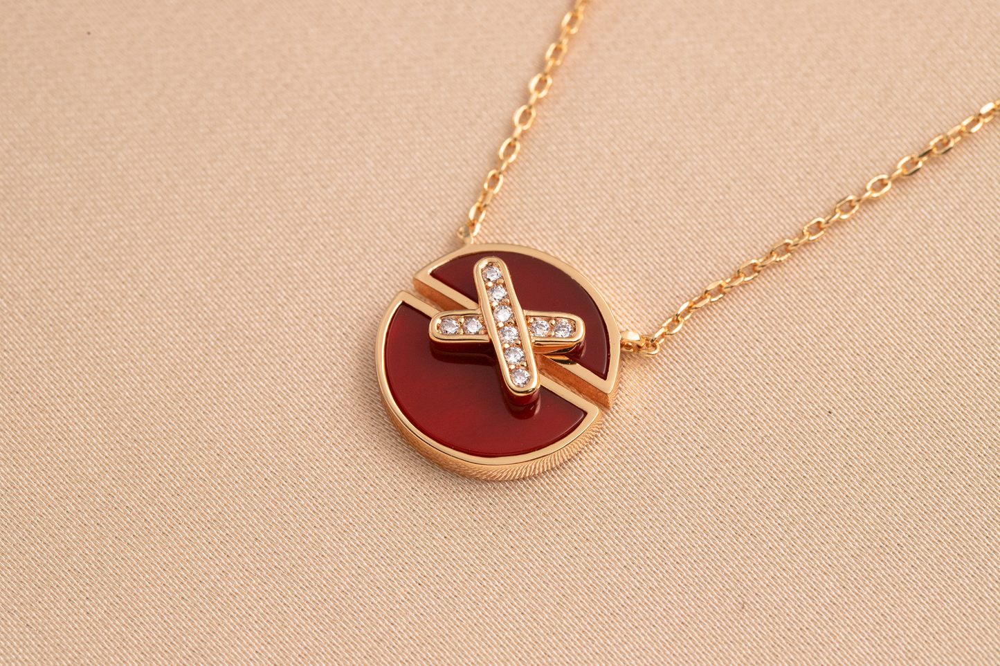 [Lumi Jewelry]JEUX DE PINK GOLD DIAMOND NECKLACE