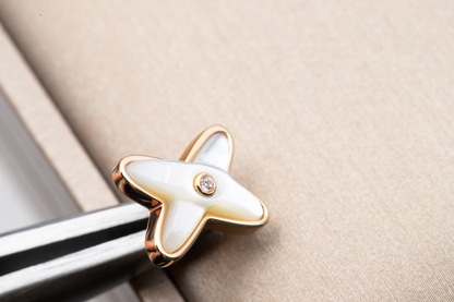 [Lumi Jewelry]JEUX DE WHITE MOP PINK GOLD DIAMOND EARRINGS