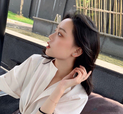 [Lumi Jewelry]JEUX DE WHITE MOP ROSE GOLD DIAMOND EARRINGS
