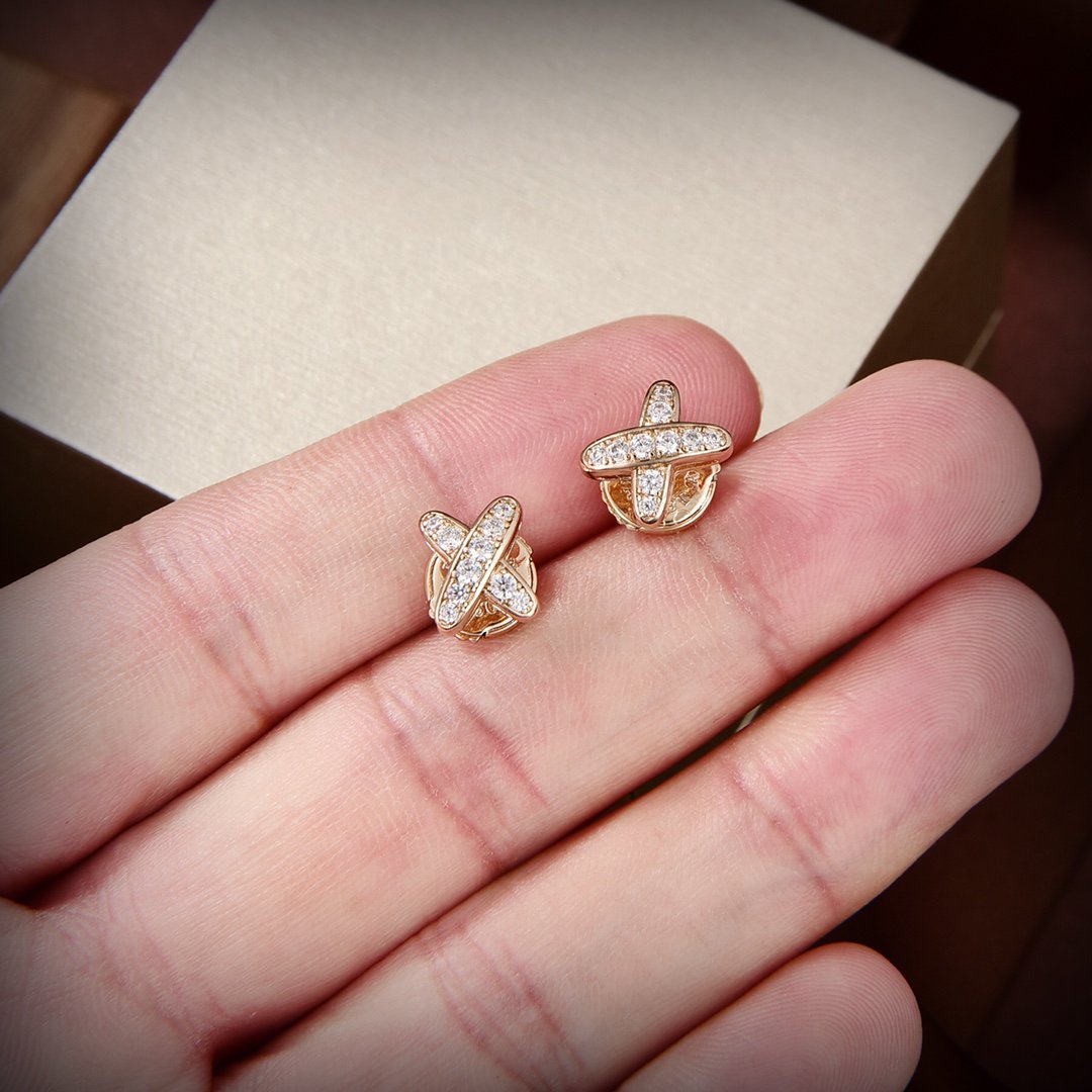 [Lumi Jewelry]JEUX DE GOLD DIAMOND EARRINGS