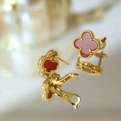 [Lumi Jewelry]CLOVER MEDIUM 1 MOTIFS CARNELIAN  EARRINGS