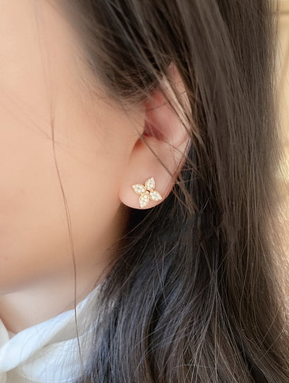 [Lumi Jewelry]STAR BLOSSOM STUD EARRINGS PINK GOLD DIAMONDS