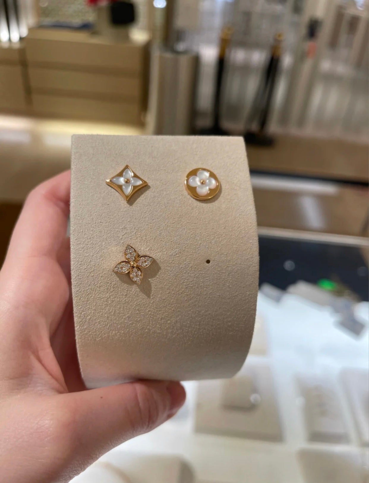 [Lumi Jewelry]STAR BLOSSOM STUD EARRINGS PINK GOLD DIAMONDS