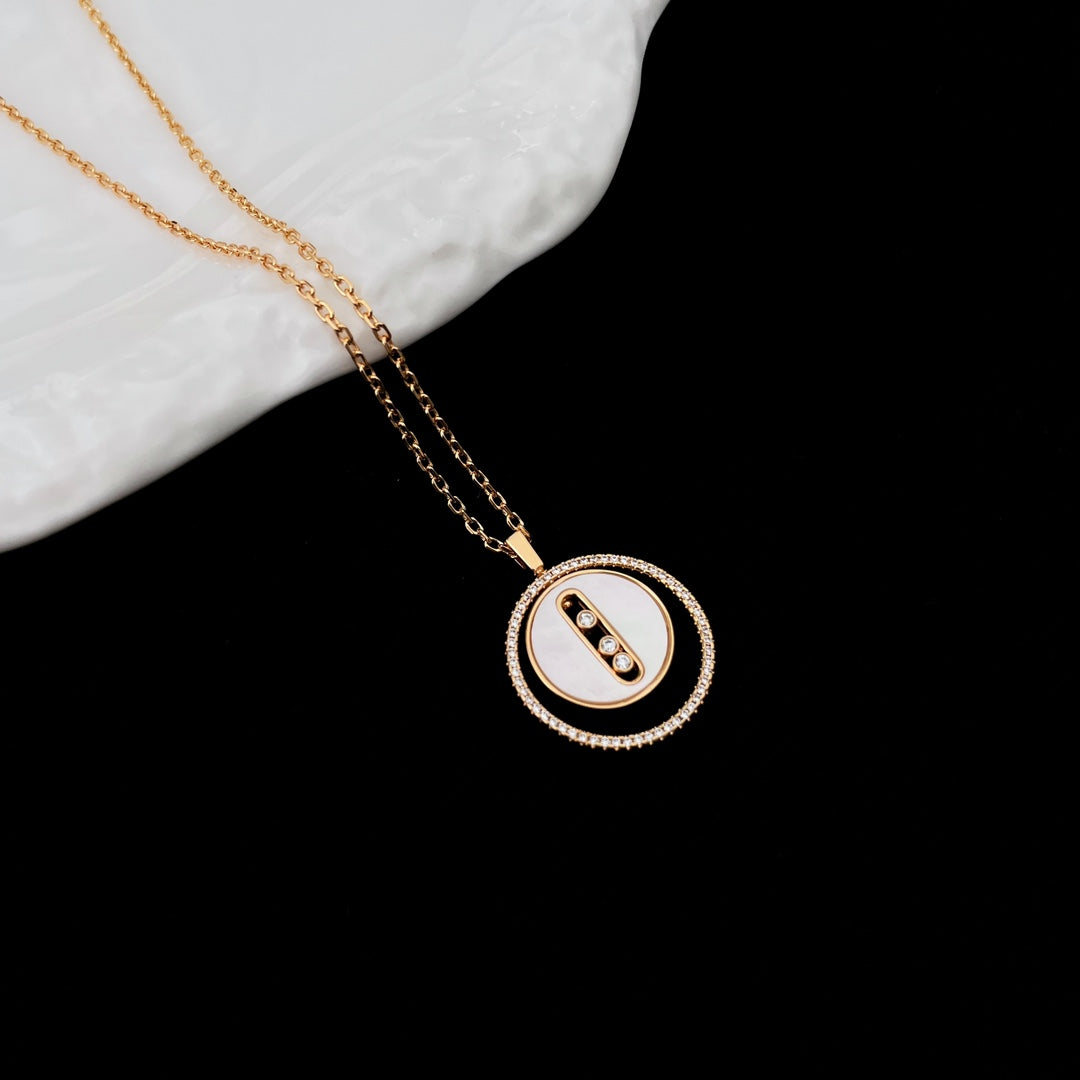 [Lumi Jewelery]LUCKY MOVE MM NACRE BLANCHE DIAMOND NECKLACE
