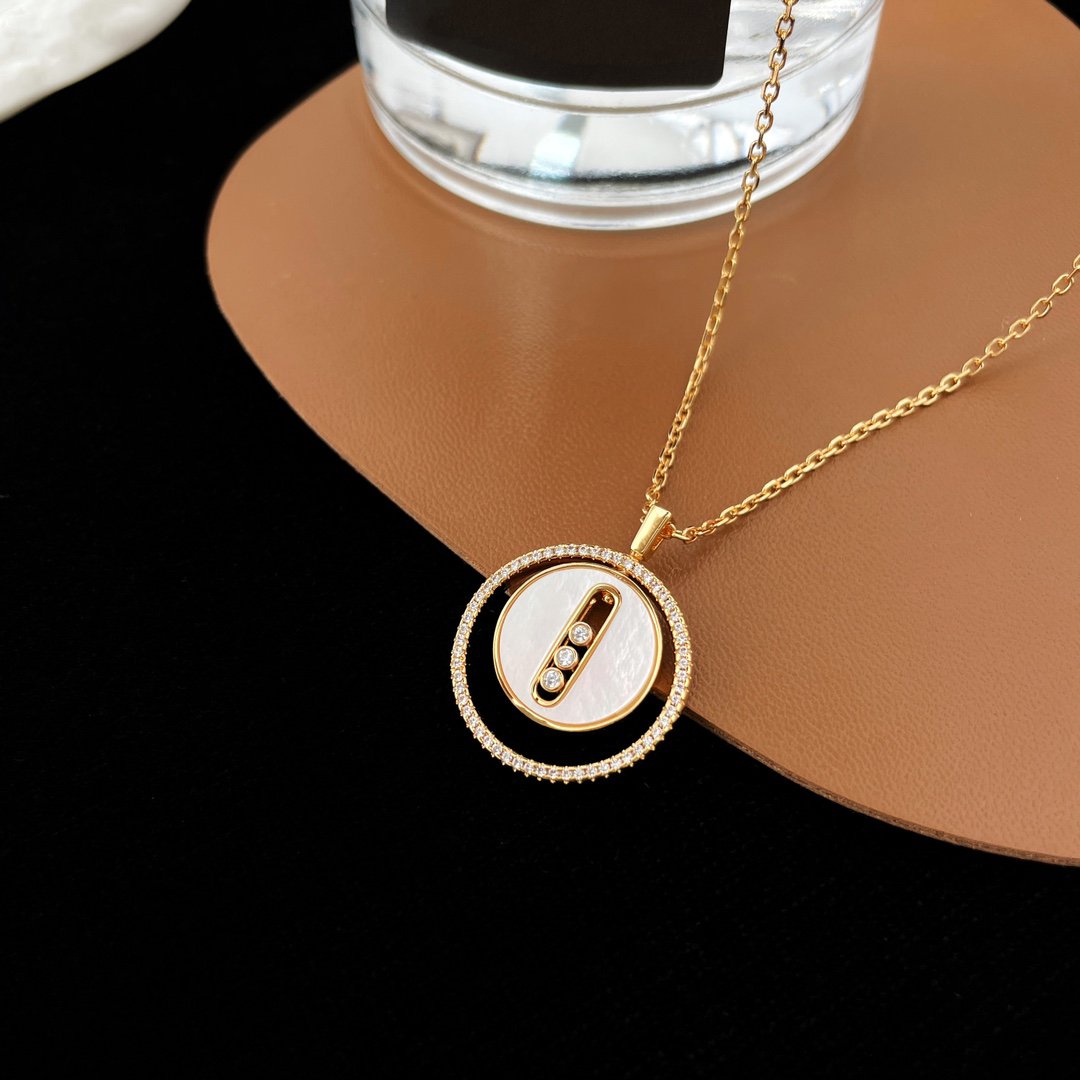 [Lumi Jewelery]LUCKY MOVE MM NACRE BLANCHE DIAMOND NECKLACE