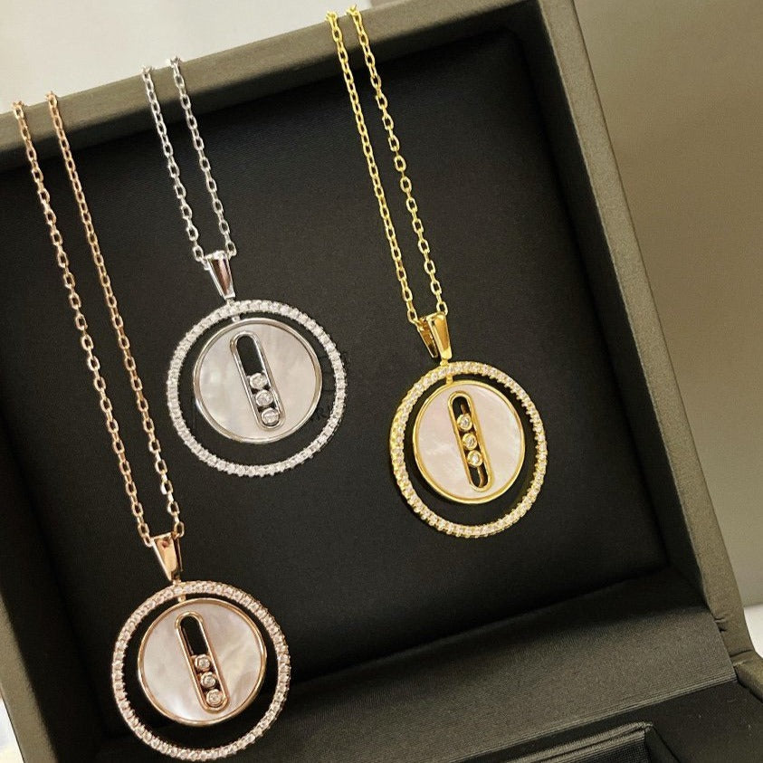 [Lumi Jewelery]LUCKY MOVE MM NACRE BLANCHE DIAMOND NECKLACE