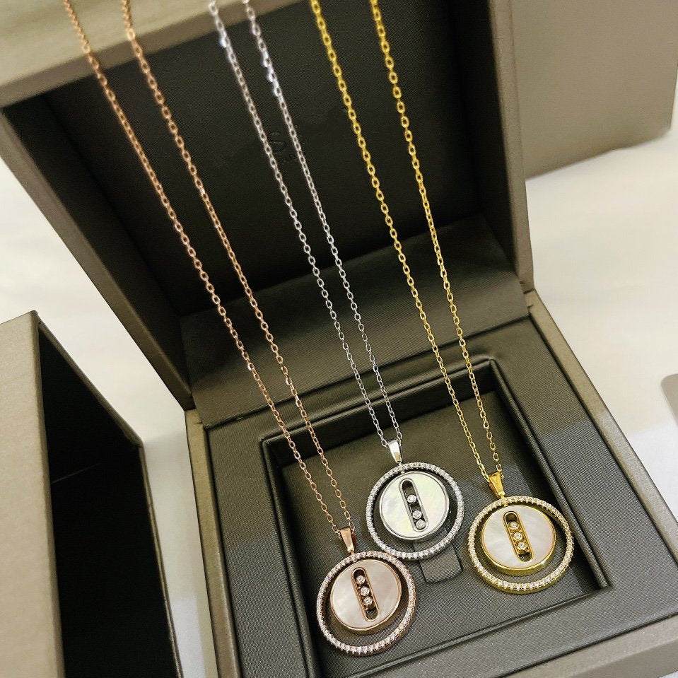[Lumi Jewelery]LUCKY MOVE MM NACRE BLANCHE DIAMOND NECKLACE