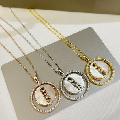 [Lumi Jewelery]LUCKY MOVE MM NACRE BLANCHE DIAMOND NECKLACE