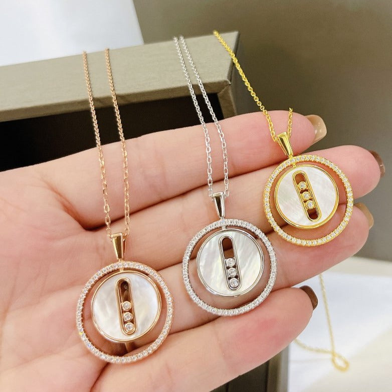[Lumi Jewelery]LUCKY MOVE MM NACRE BLANCHE DIAMOND NECKLACE