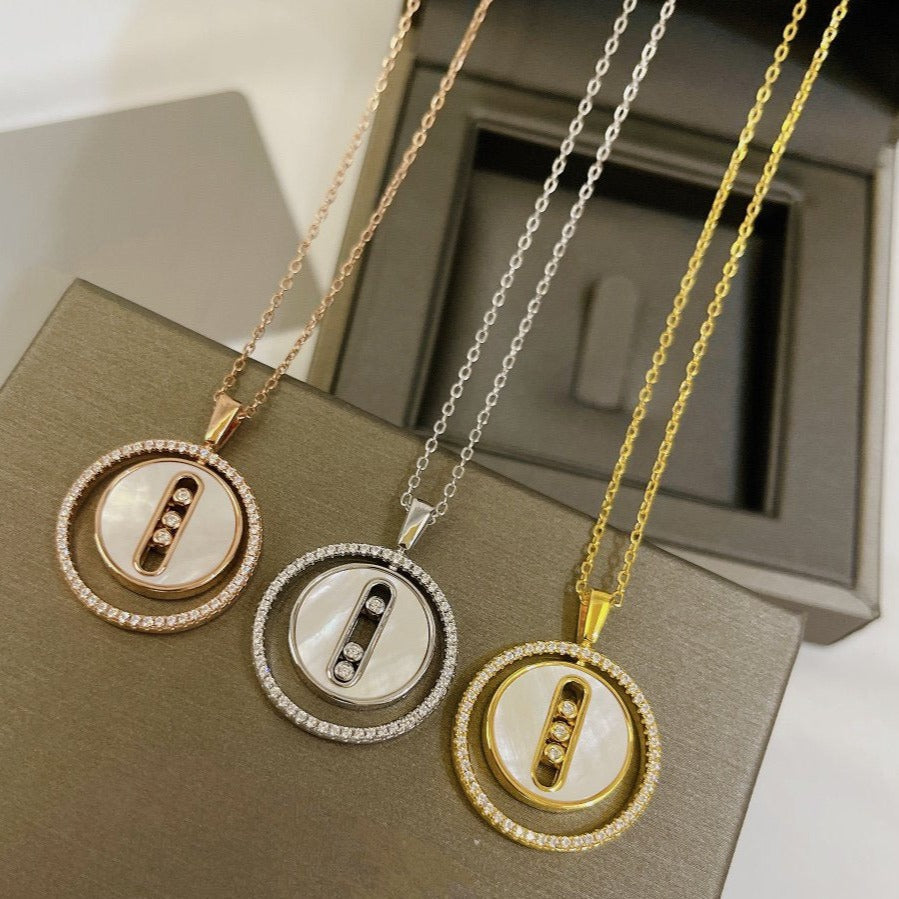 [Lumi Jewelery]LUCKY MOVE MM NACRE BLANCHE DIAMOND NECKLACE