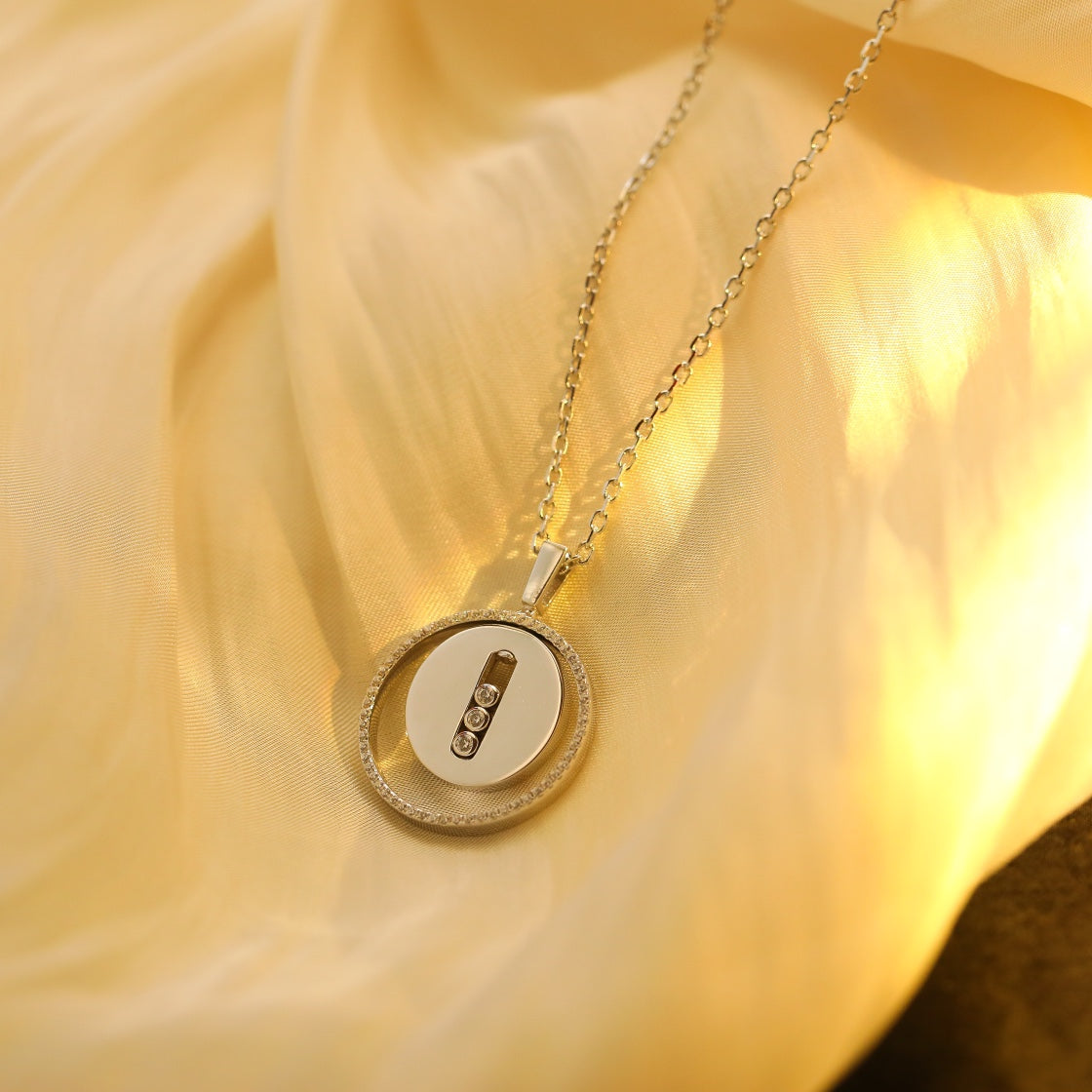 [Lumi Jewelery]LUCKY MOVE MM SILVER DIAMOND NECKLACE