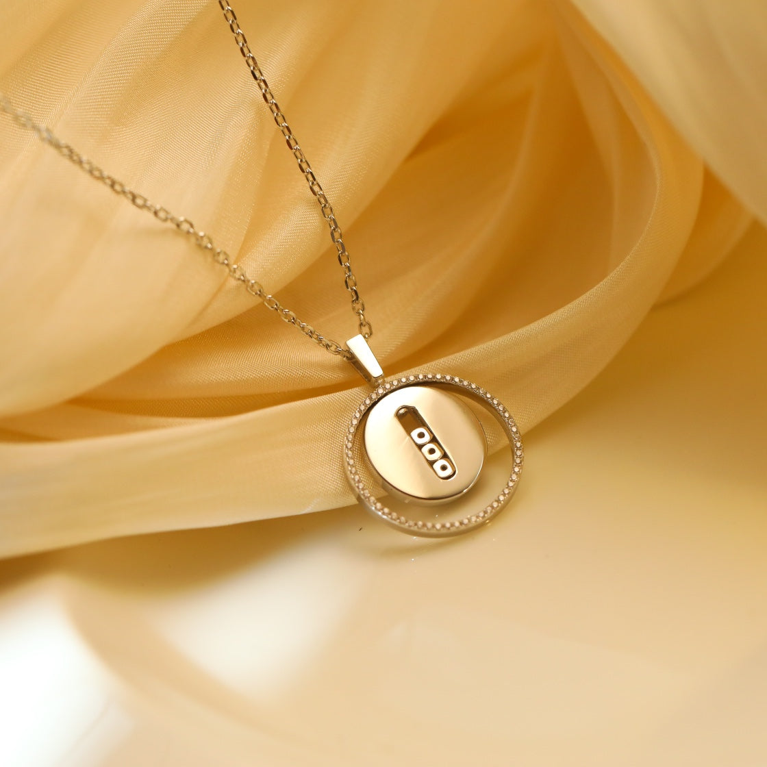 [Lumi Jewelery]LUCKY MOVE MM SILVER DIAMOND NECKLACE