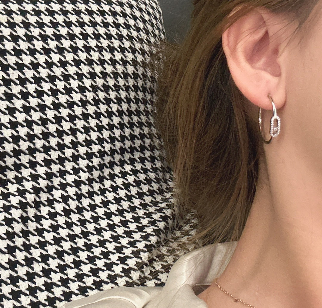 [Lumi Jewelery]CREOLES MOVE UNO PM DIAMOND EARRINGS