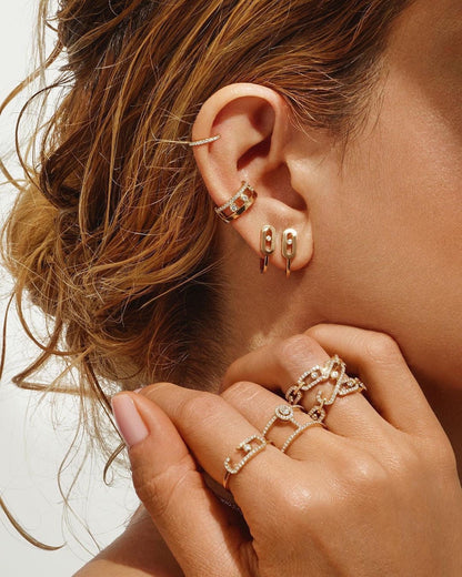 [Lumi Jewelery]CREOLES MOVE UNO MINI 1 DIAMOND EARRINGS