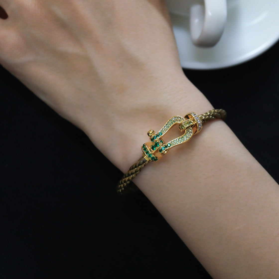 [Lumi Jewelry]FORCE 10 GOLD GREEN DIAMOND PAVED