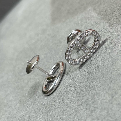 [Lumi Jewelry]HM FULL DIAMOND PIG NOSE STUD EARRINGS