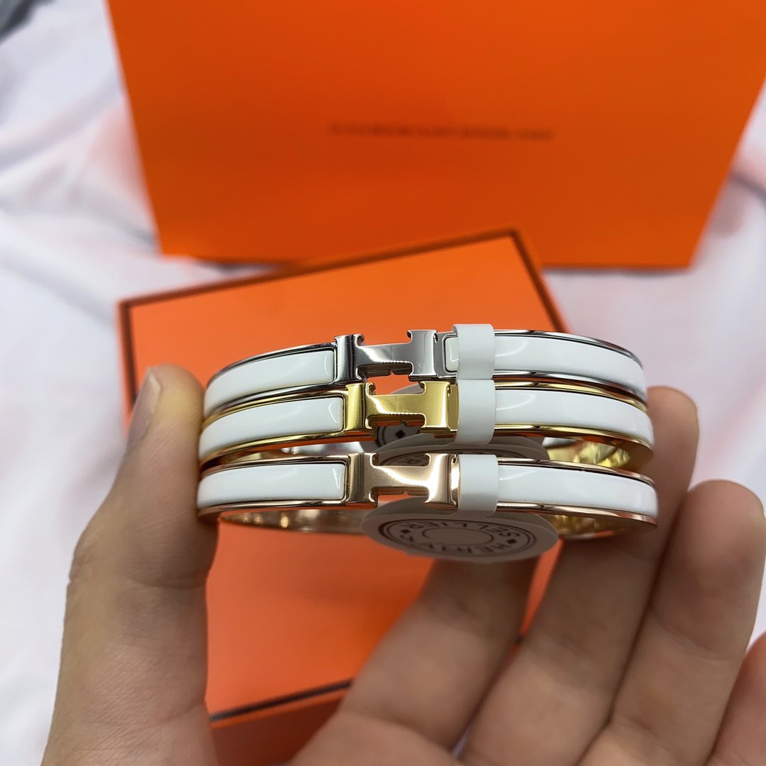 [Lumi Jewelry]CLASSIC HM CLIC WHITE 8MM ENAMEL BRACELET