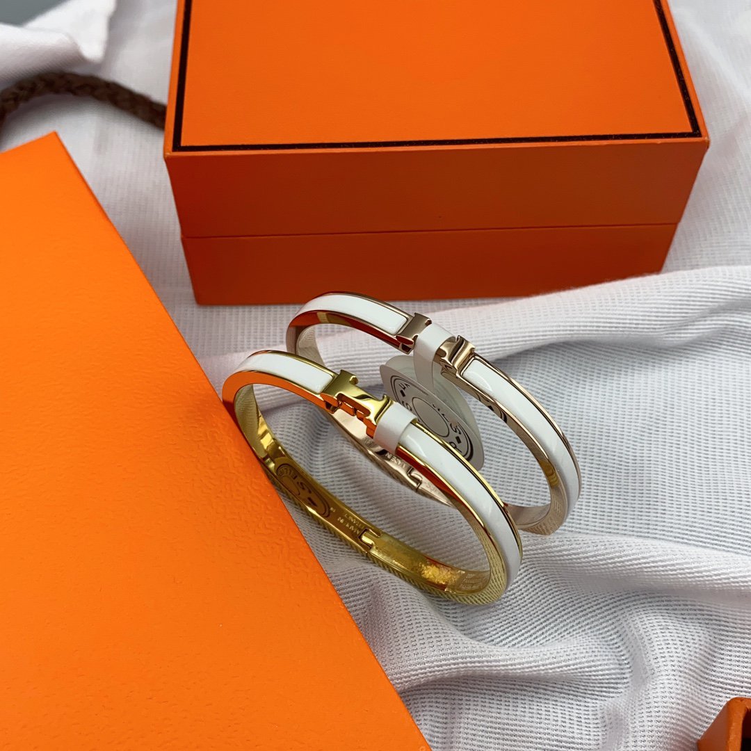 [Lumi Jewelry]CLASSIC HM CLIC WHITE 8MM ENAMEL BRACELET