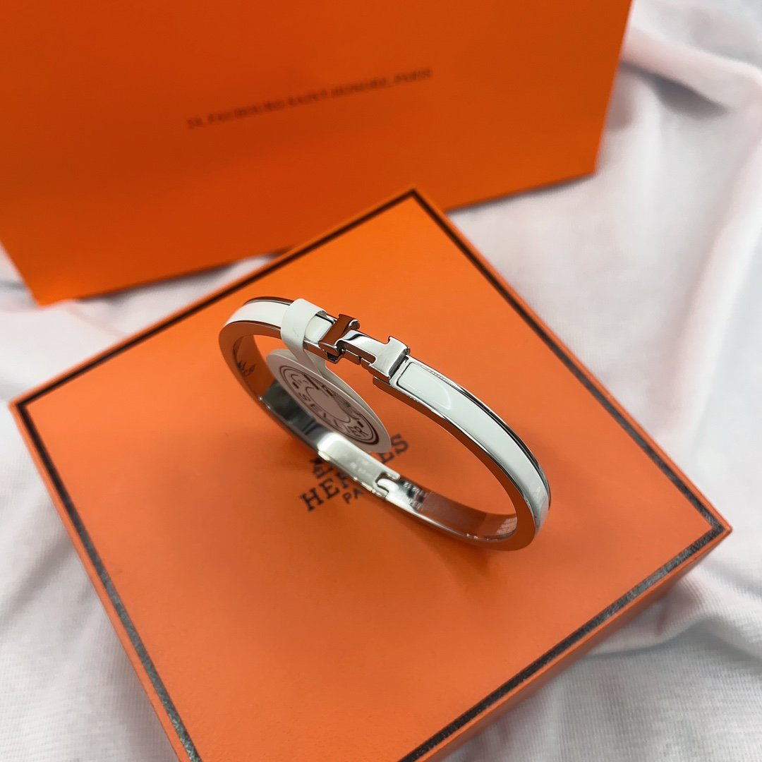 [Lumi Jewelry]CLASSIC HM CLIC WHITE 8MM ENAMEL BRACELET