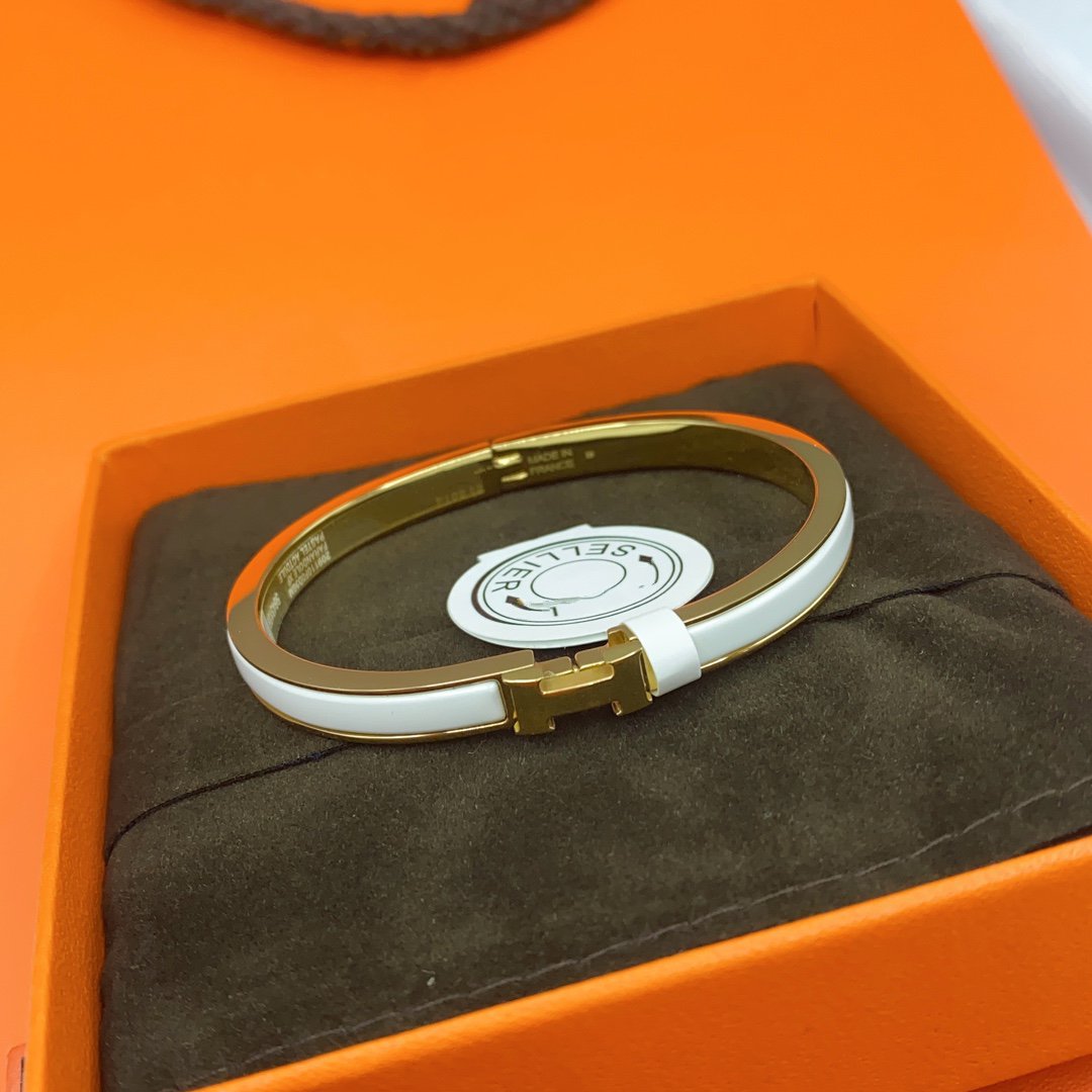 [Lumi Jewelry]CLASSIC HM CLIC WHITE 8MM ENAMEL BRACELET