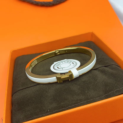 [Lumi Jewelry]CLASSIC HM CLIC WHITE 8MM ENAMEL BRACELET