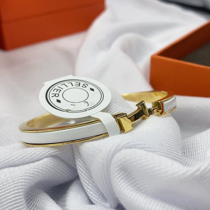 [Lumi Jewelry]CLASSIC HM CLIC WHITE 8MM ENAMEL BRACELET
