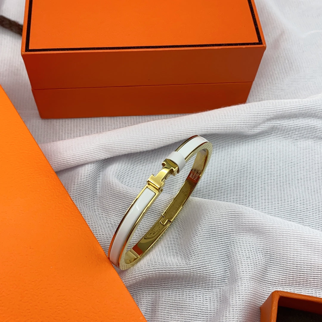 [Lumi Jewelry]CLASSIC HM CLIC WHITE 8MM ENAMEL BRACELET