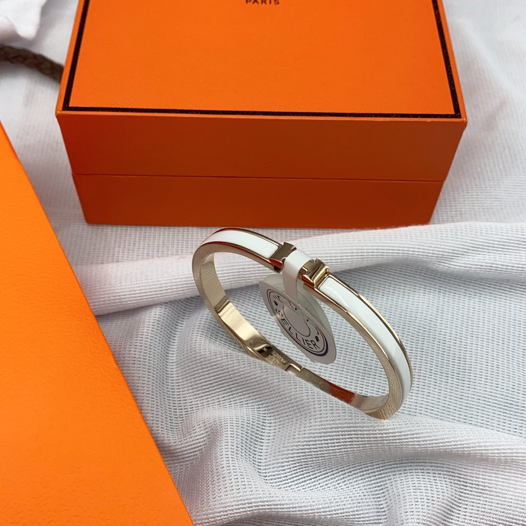 [Lumi Jewelry]CLASSIC HM CLIC WHITE 8MM ENAMEL BRACELET