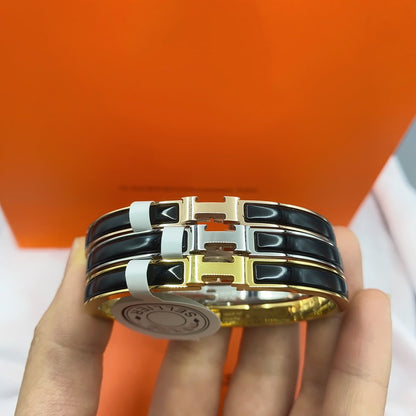 [Lumi Jewelry]CLASSIC HM CLIC BLACK 8MM ENAMEL BRACELET