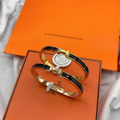 [Lumi Jewelry]CLASSIC HM CLIC BLACK 8MM ENAMEL BRACELET