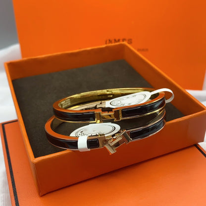 [Lumi Jewelry]CLASSIC HM CLIC BLACK 8MM ENAMEL BRACELET