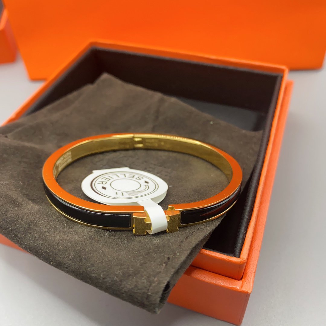 [Lumi Jewelry]CLASSIC HM CLIC BLACK 8MM ENAMEL BRACELET