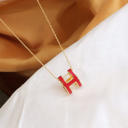 [Lumi Jewelry]HM CLIC RED ENAMEL GOLD NECKLACE