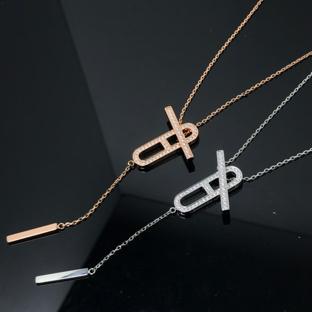 [Lumi Jewelry]HM NECKLACE PLATINUM ROSE GOLD DIAMOND