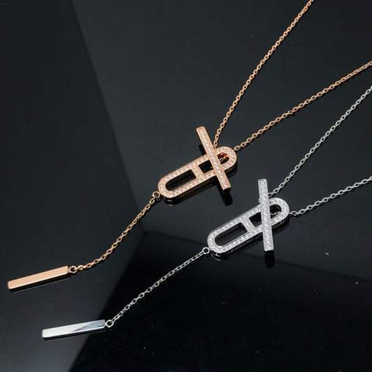 [Lumi Jewelry]HM NECKLACE PLATINUM ROSE GOLD DIAMOND